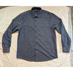 Nine West Men’s Slim Fit Button Up Shirt Large Blue Long Sleeve Dress Shirt